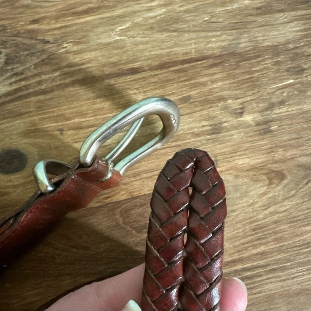 Vintage Coach Men’s Leather Braided Belt Sz 38” Solid Brass Silver Buckle 5922
